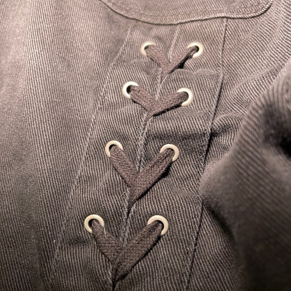 Black PacSun Denim Lace-Up Jacket Size Medium - Picture 3 of 4